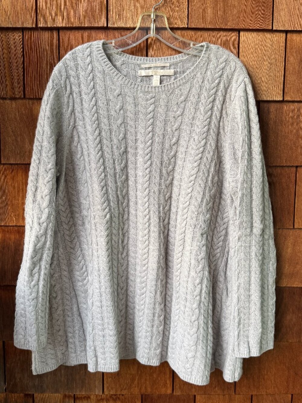 Nordstrom Collection Soft Gray Cashmere Cable Knit Sweater in Women's X-Large